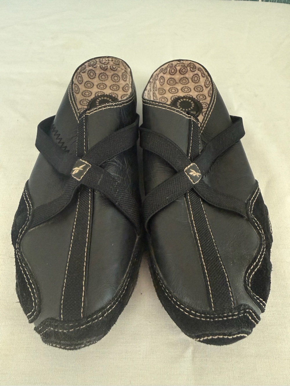 Vintage women's Reebok Black Slip-On Cross-Strap Sandals